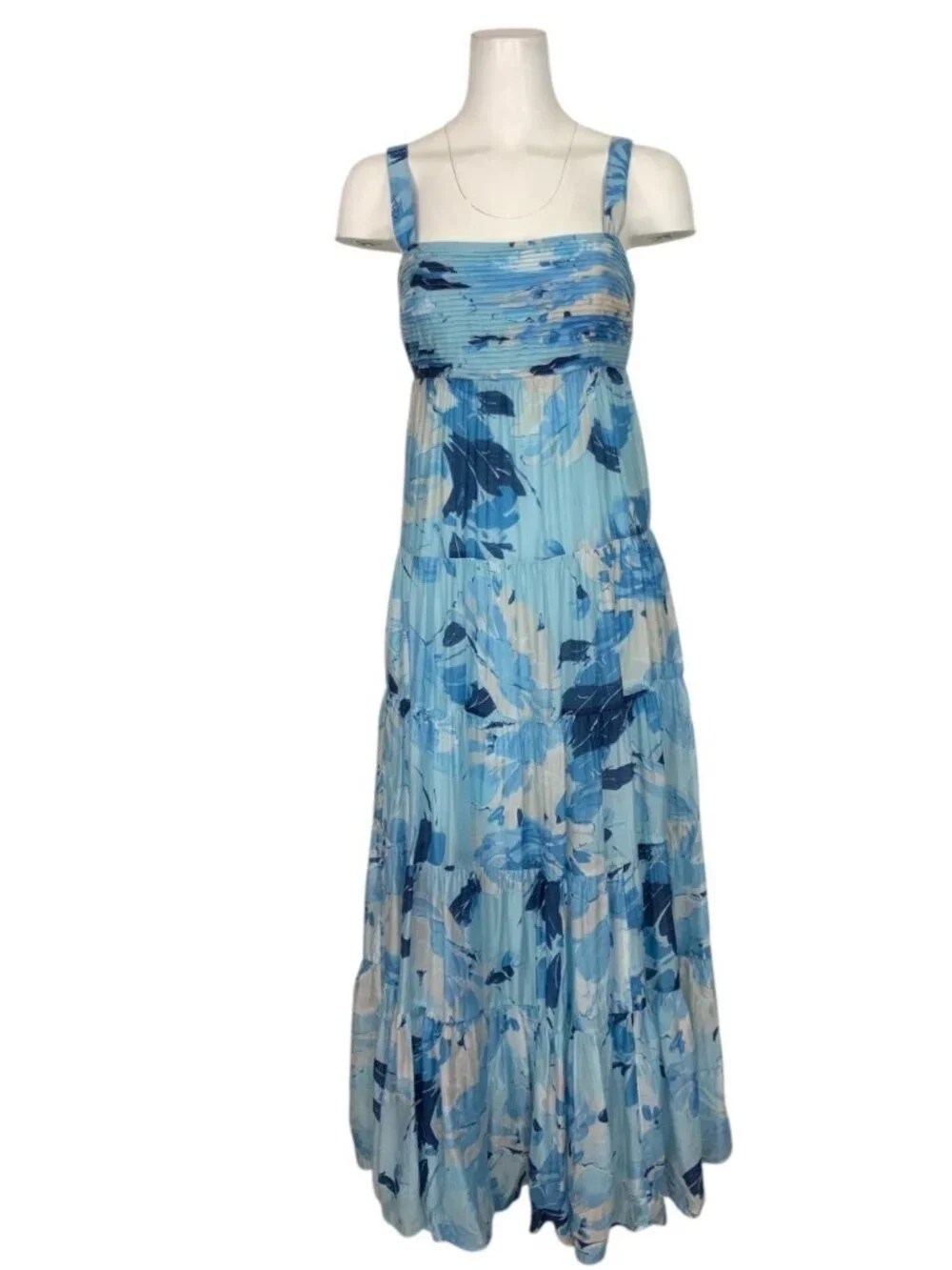 Abercrombie and Fitch Floral Tiered Maxi Dress SP Petite Blue ALTERED